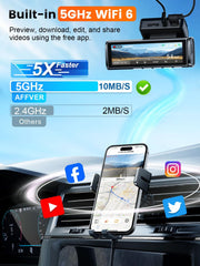 Affver 4K+2.5K Dash Cam Front and Rear, Built-in 5G WiFi 6 GPS Dual Dashcam | 64GB Card Included, 3.59" IPS Screen, APP Control, G-Sensor, Loop Recording, 24H Parking Mode, Night Vision, Car Dash Camera