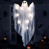 JOYIN Halloween Hanging Light up Ghost, 47" White Ghosts with Cold White LED Light and Timer Halloween Hanging Decoration Waterproof for Front Yard Patio LawnGarden Party Decor Indoor Outdoor