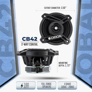 ORION Cobalt CB42 4" 2-Way Coaxial Car Speakers, 160W Pair | Full Range Audio, Polypropylene Cone, Butyl Rubber Surround, Easy Installation