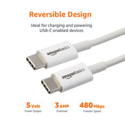 Amazon Basics USB-C to USB-C Fast Charger Cable, 480Mbps Speed, USB-IF Certified, for Fast Charging Apple iPhone 16/15, iPad, MacBook, Samsung Galaxy, Tablets, Laptops, 6 Foot, White