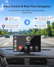 9" CarPlay Screen for Car, Wireless Apple CarPlay & Android Auto | with 1080P Backup Camera, Night Vision, Mirror Link, Voice Control, Bluetooth/FM/AUX Audio, Portable Touchscreen Display