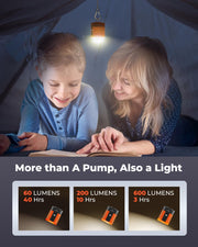 ETENWOLF AIR 3 Air Pump for Inflatables with 2600mAh Battery& Camping Light | Ultra-Fast and Mini Electric Air Pump, Inflate Deflate for Air Mattress, Pool Floats, Vacuum Storage Bags