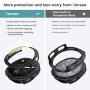 Tensea [5+5Pack for Samsung Galaxy Watch 8/9 Screen Protector Case 44mm | Hard PC Bumper/HD Tempered Glass Protective Film Accessories, Face Cover Set, Galaxy Watch 8/9 44 mm Case for Women Men