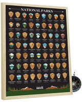 Palettes and Prints US National Parks Scratch Off Poster - Park Gifts | 12”x16” National Park Posters - Scratch-Off Travel Map - National Park Decor - Map - Wall Art - Track Your Journey