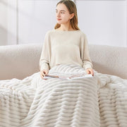 BEDELITE Ribbed Fleece Throw Blanket for Couch, Cream, 50"x60" | Ultra-Soft Plush Fleece, Cozy, Warm Yet Lightweight, Ribbed Texture, Home Decor, Machine Washable, Giftable, All-Season Use