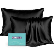 Gabire Mulberry Silk Pillow Cases Set of 2, Both Sides Real Silk Pillowcase for Hair and Skin Prevent Acne Pillowcase Organic Silk Pillowcase 2 Pack with Hidden Zipper, Black, Standard (20"×26")