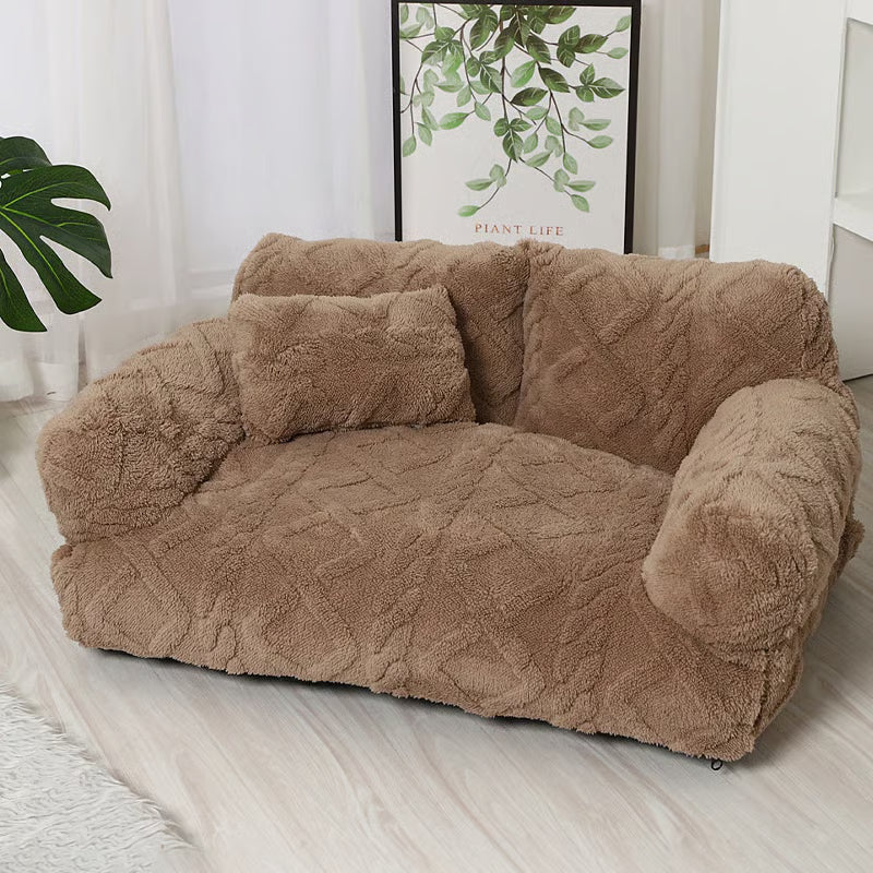 💎 Plush Calming Pet Sofa Bed – Raised Rim, Removable Cover & Non-Slip Bottom for Cats & Dogs 🛋️🐾