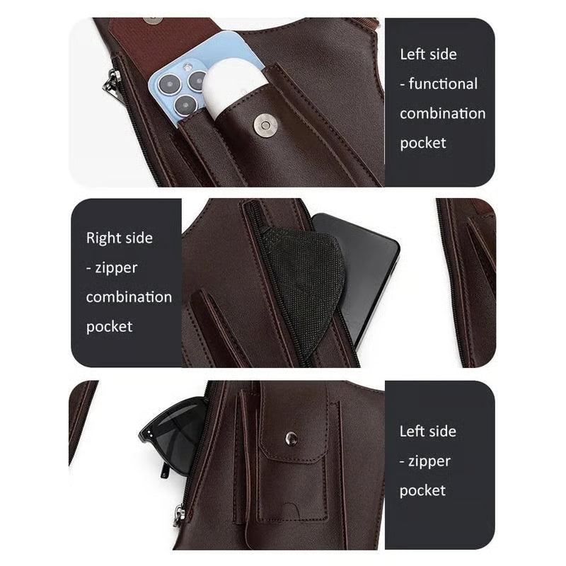 Premium Leather Adjustable Underarm Shoulder Bag for Men & Women