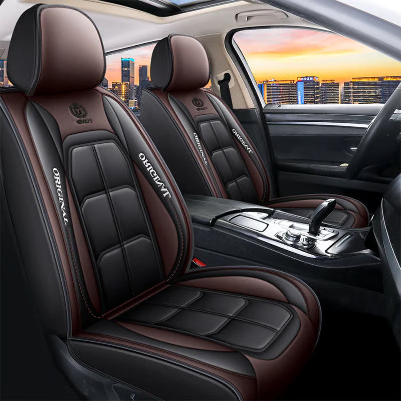 PU leather car seat covers, front set, universal fit for sedans, SUVs, and trucks