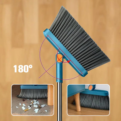Stand-Up Dustpan Set with 180° Rotating Broom