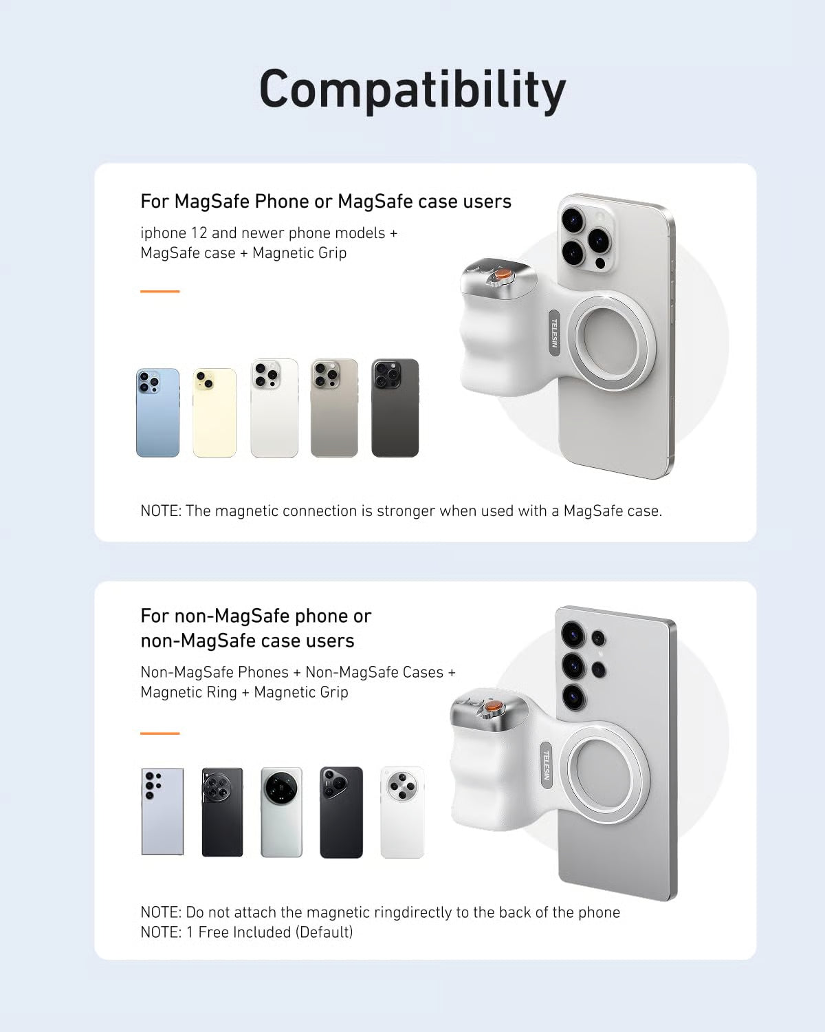 TELESIN Fun Shot Magnetic Phone Camera Grip