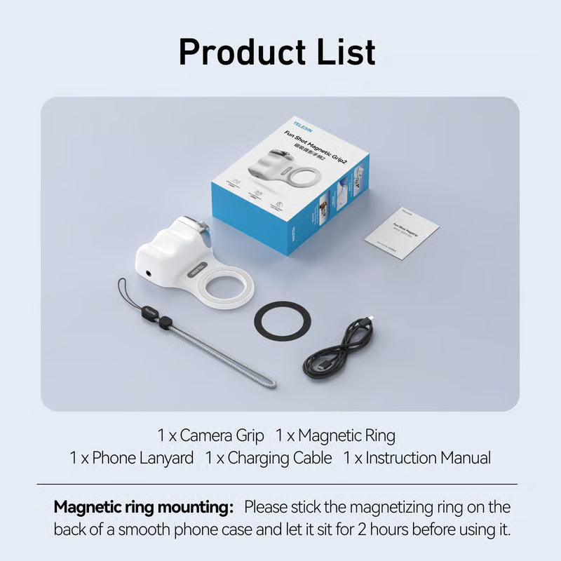 TELESIN Fun Shot Magnetic Phone Camera Grip & Magnetic Selfie Light Bundle Kit