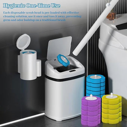 Toilet Scrubber Kit with Self-Cleaning Disposable Pads – No Pre-Rinse, No Mess, No Odor, Simplifies Bathroom Hygiene
